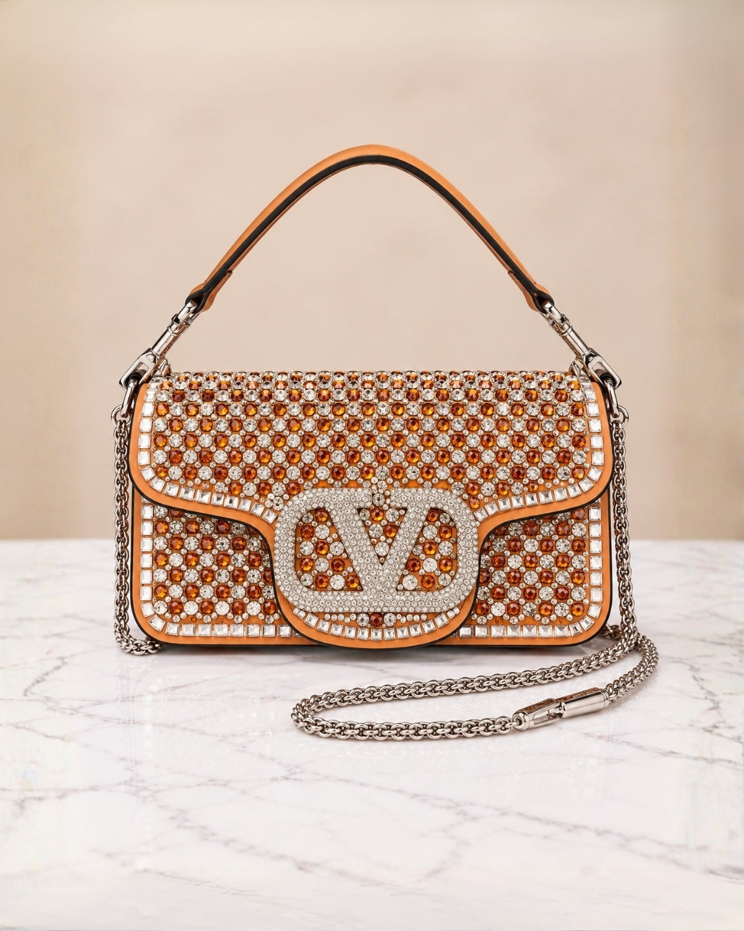 VALENTINO Crystal Shoulder Bag 24cm A+