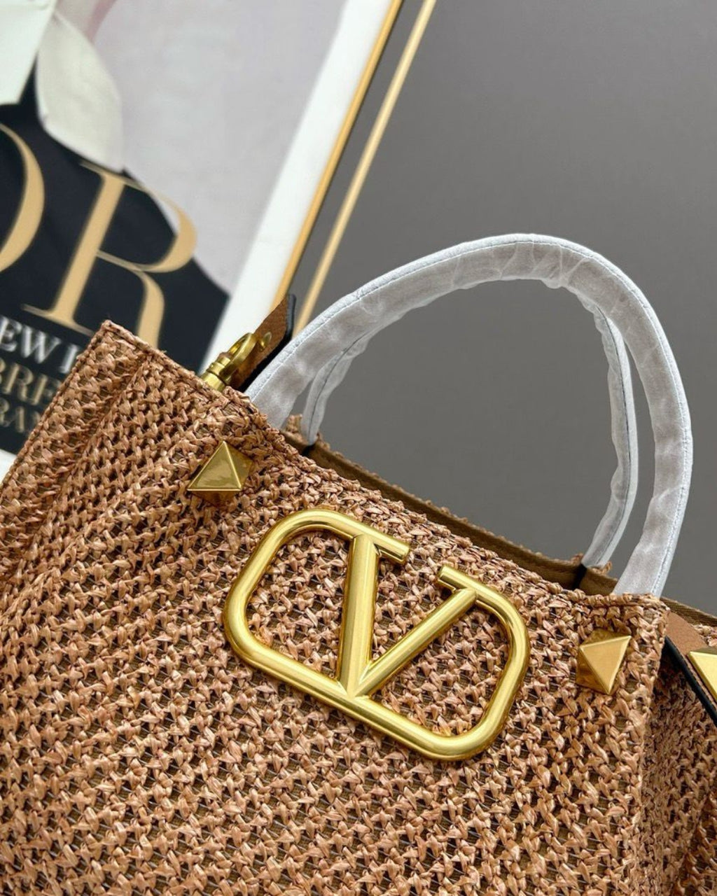 VALENTINO VLogo Woven Top Handle Bag 26cm