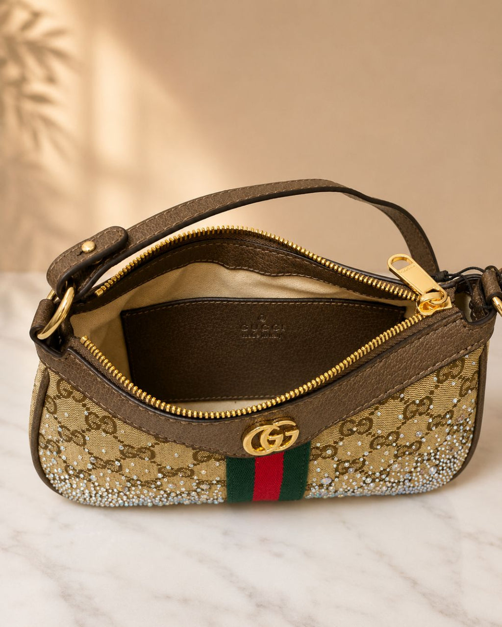 GUCCI Crystal Encrusted Shoulder Bag 25cm A+