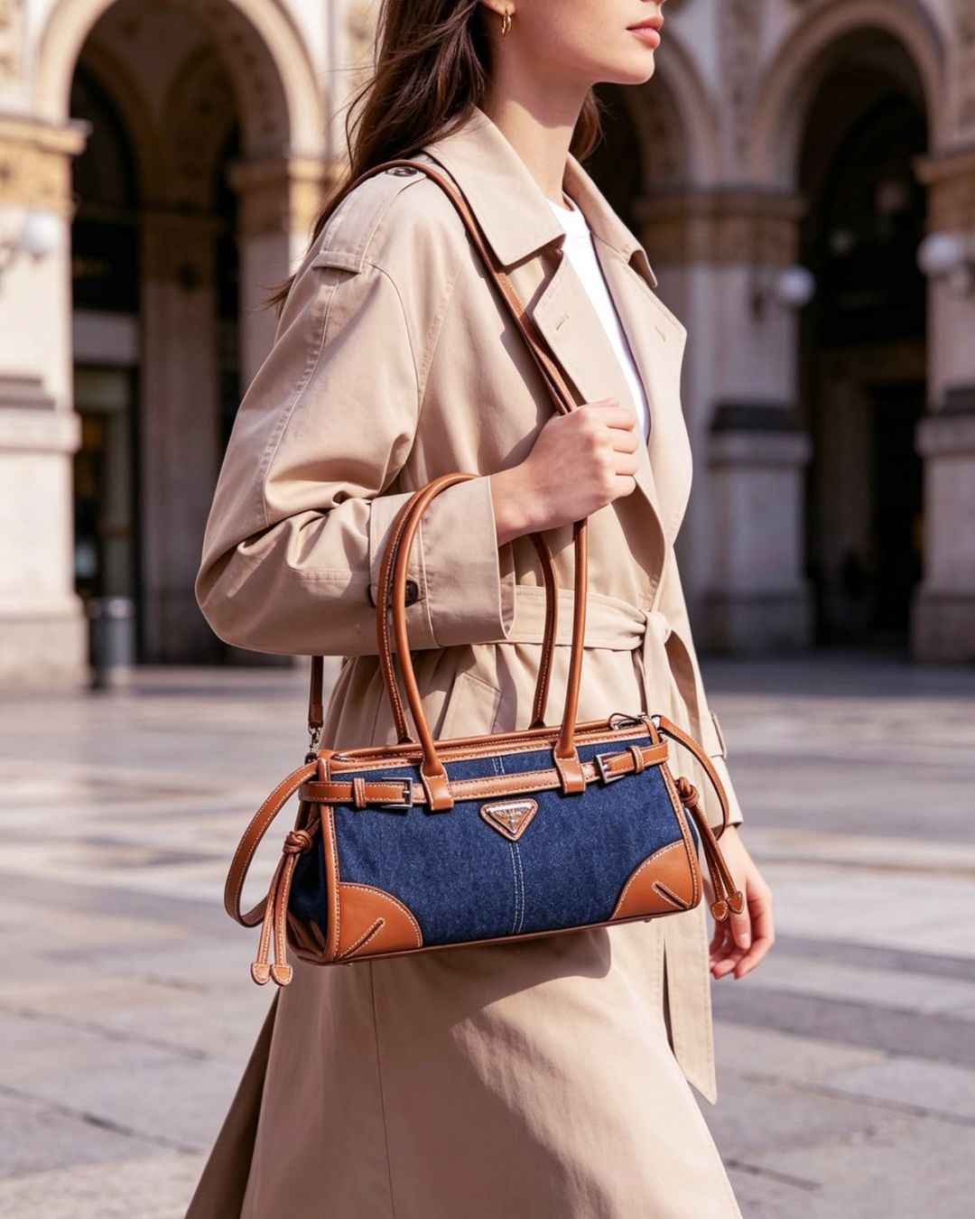 PRADA Denim Tote Bag 32cm A+