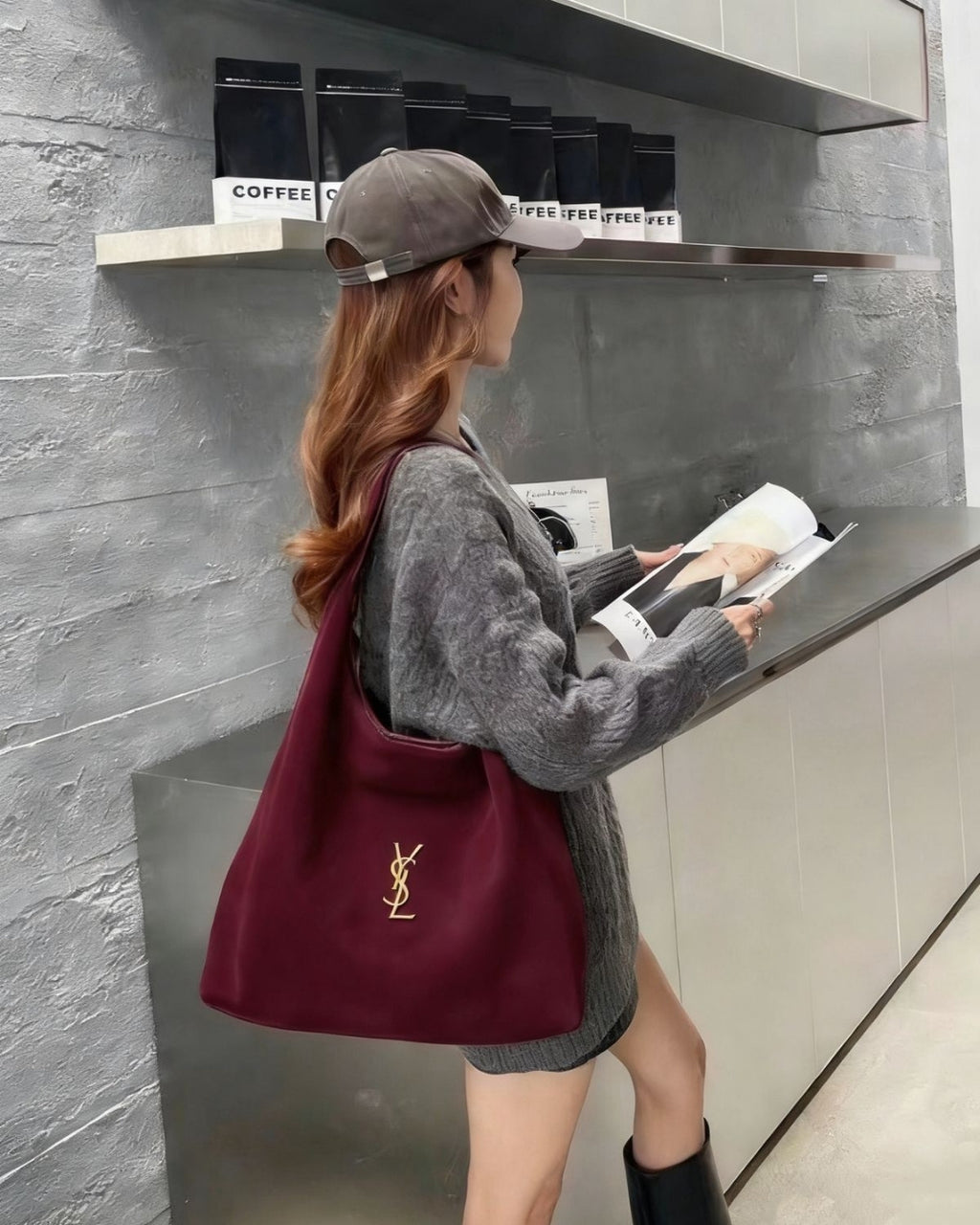 YSL Suede Hobo Bag 35 cm