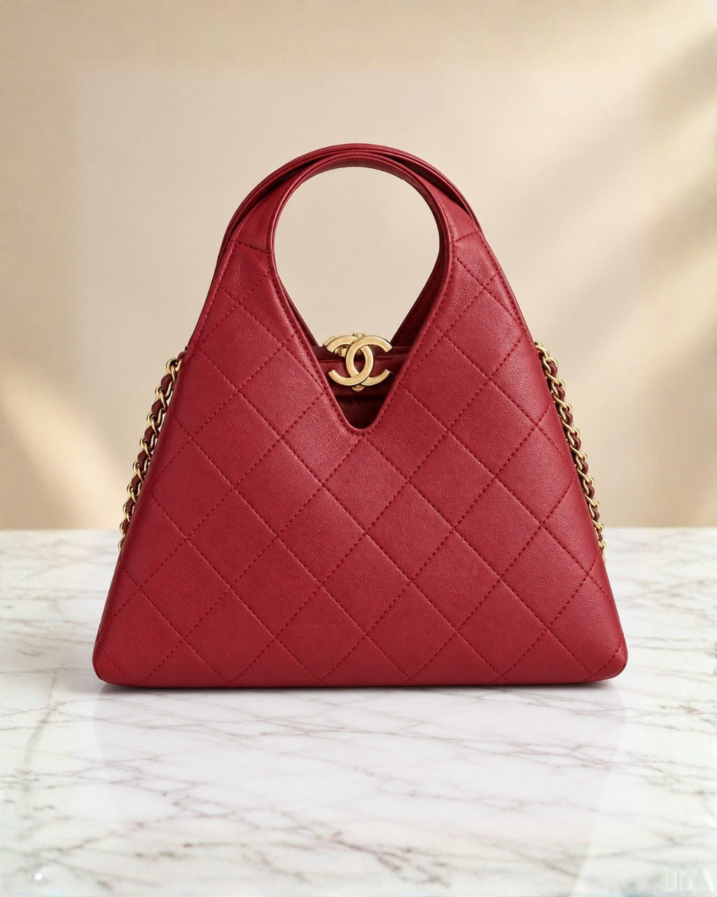 CHANEL Quilted V-Handle Bag 25cm A+
