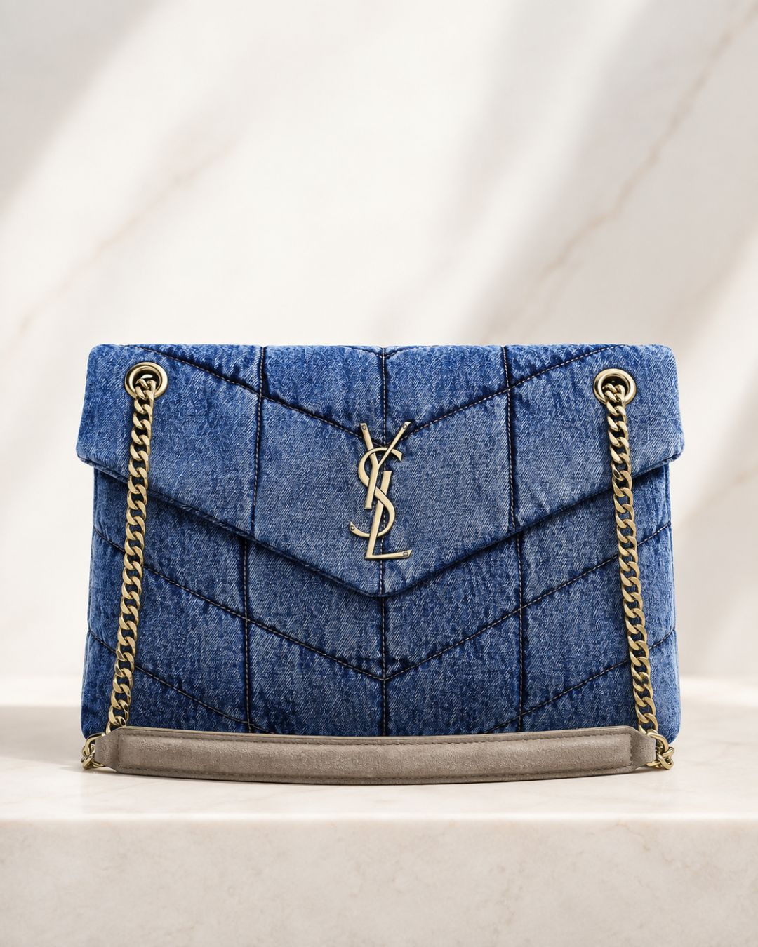 YSL Denim Envelope Flap Bag 35 cm A+