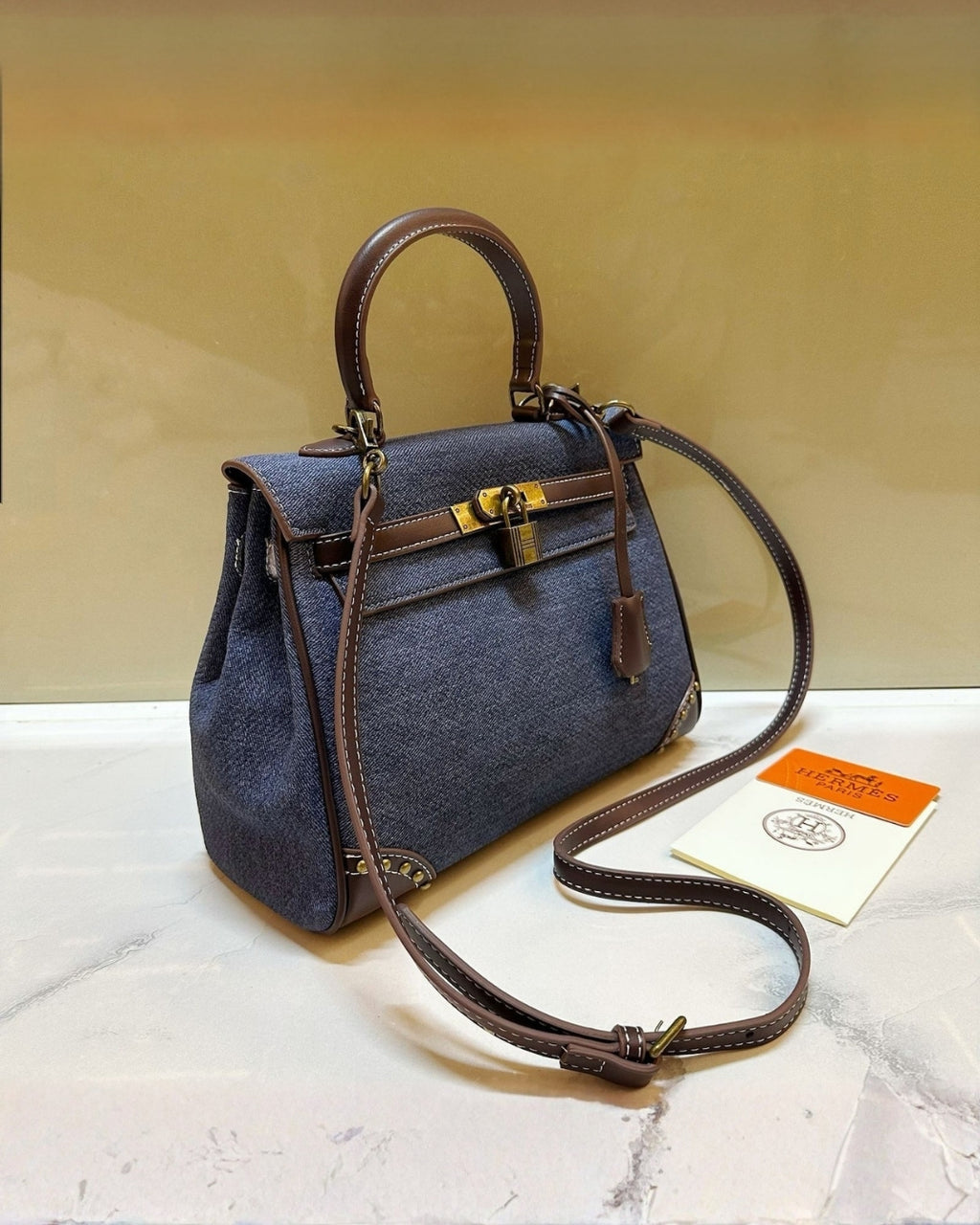 HERMES Kelly Denim Bag 28cm
