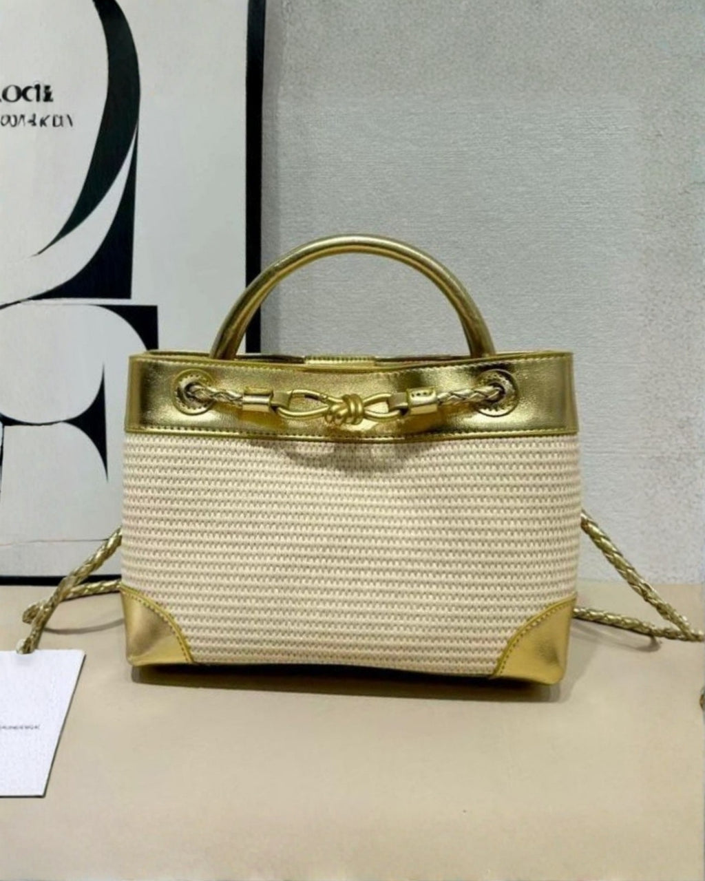 BOTTEGA Woven Structured Top Handle Shoulder Bag 25cm