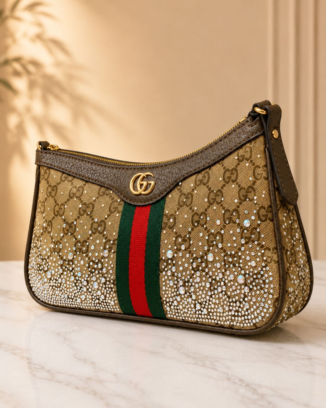 GUCCI Crystal Encrusted Shoulder Bag 25cm A+