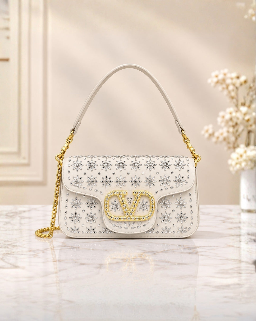 VALENTINO Floral Crystal Bag Small 22cm