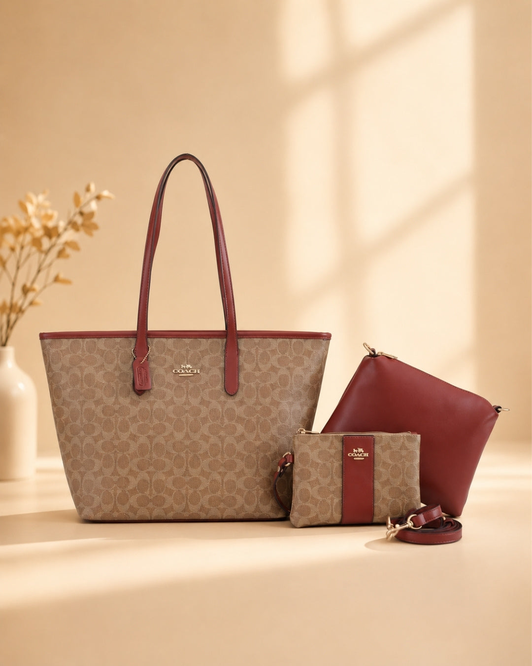 COACH Signature Tote 3-Piece Set 31 cm