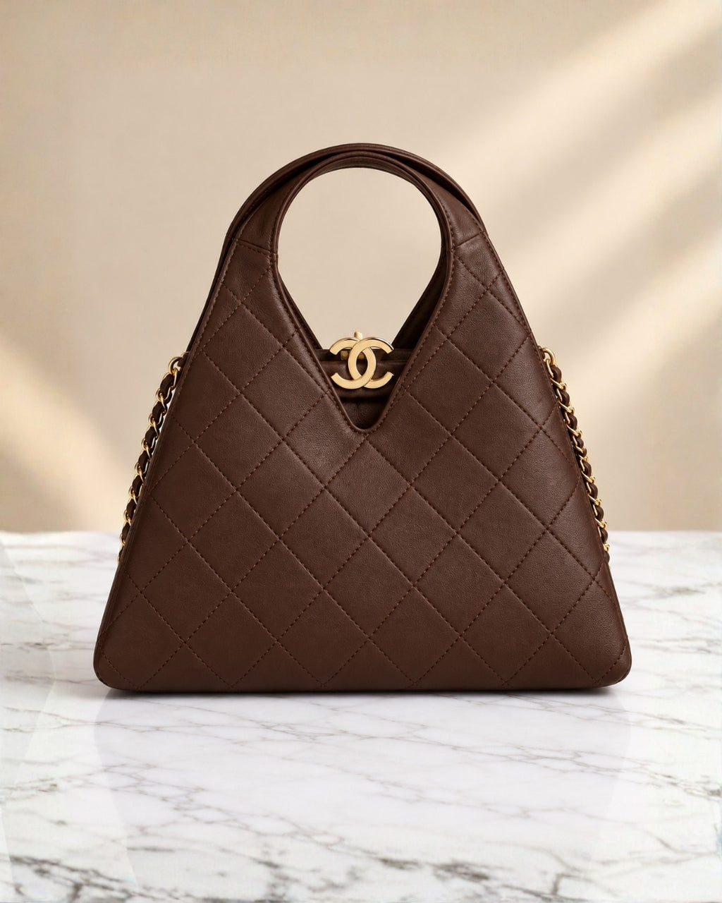 CHANEL Quilted V-Handle Bag 25cm A+