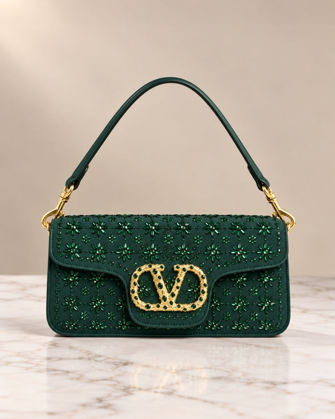 VALENTINO Floral Crystal Bag Large 27cm