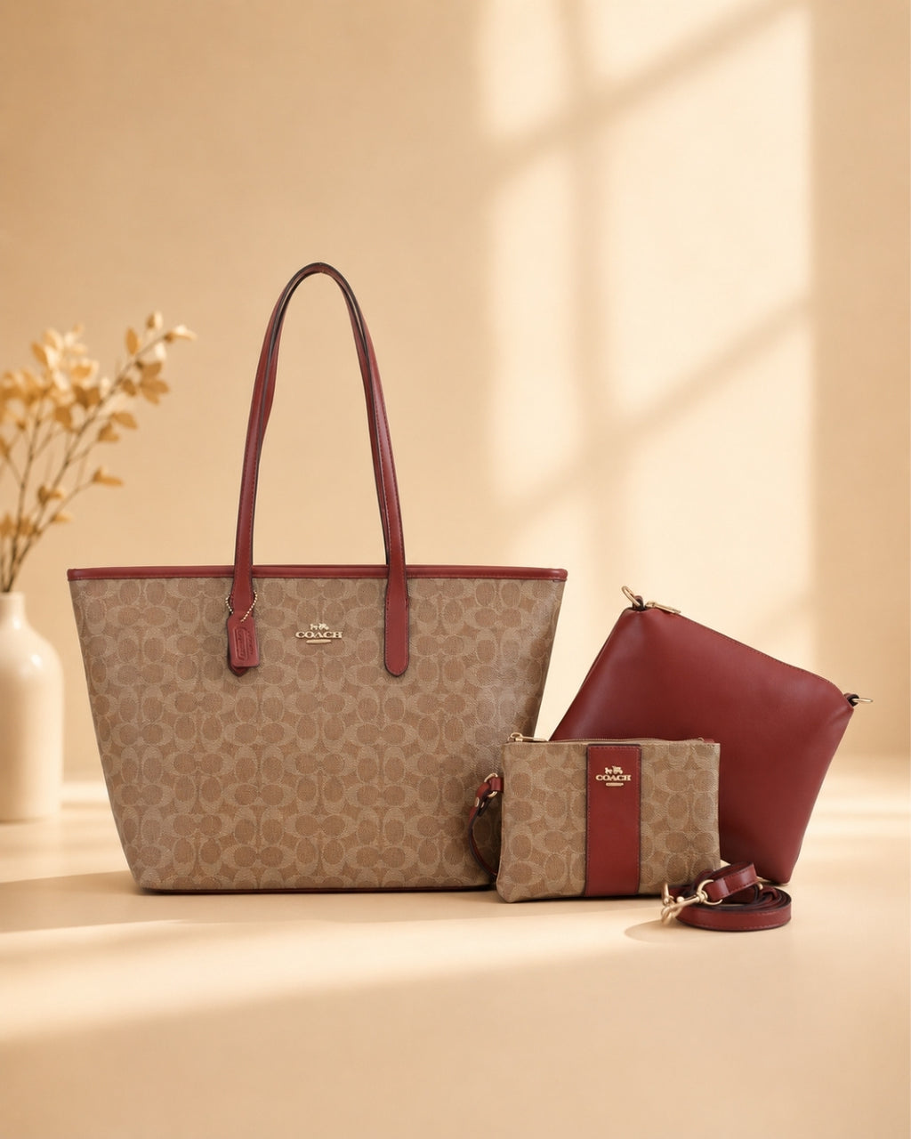COACH Signature Tote 3-Piece Set 31 cm