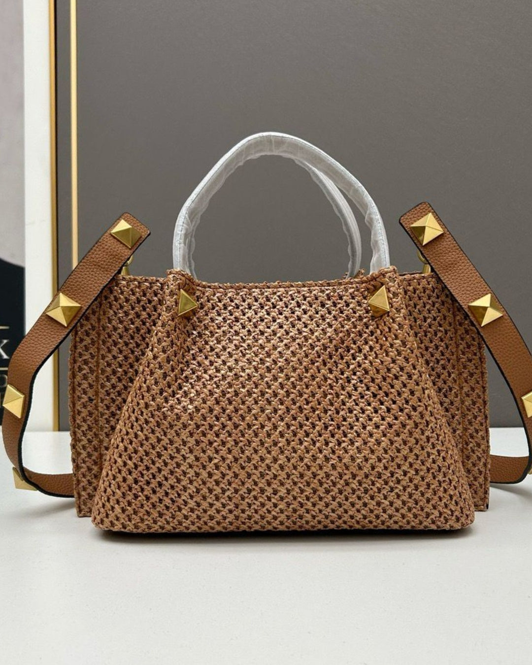 VALENTINO VLogo Woven Top Handle Bag 26cm