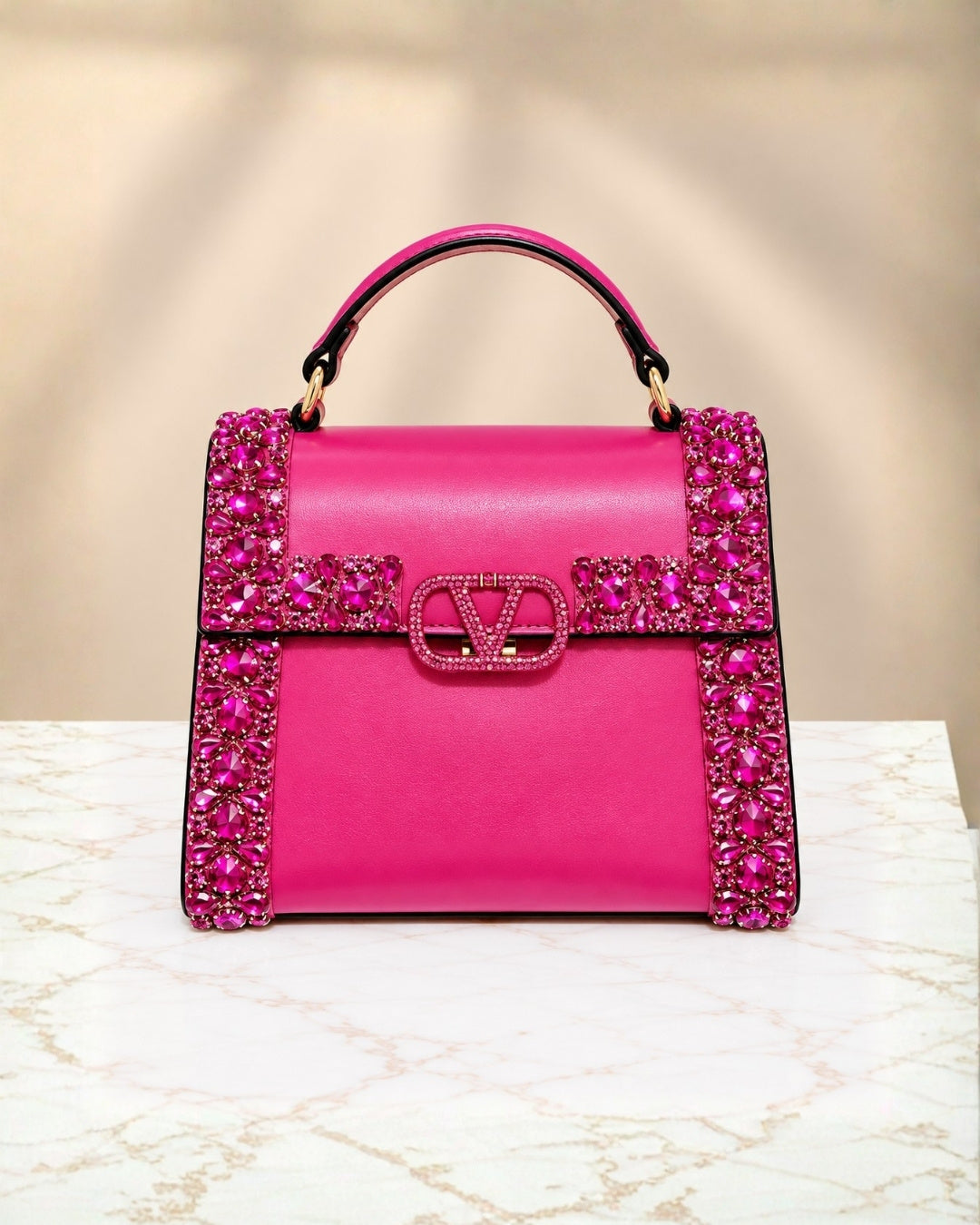 VALENTINO Crystal Top Handle Bag 21cm A+
