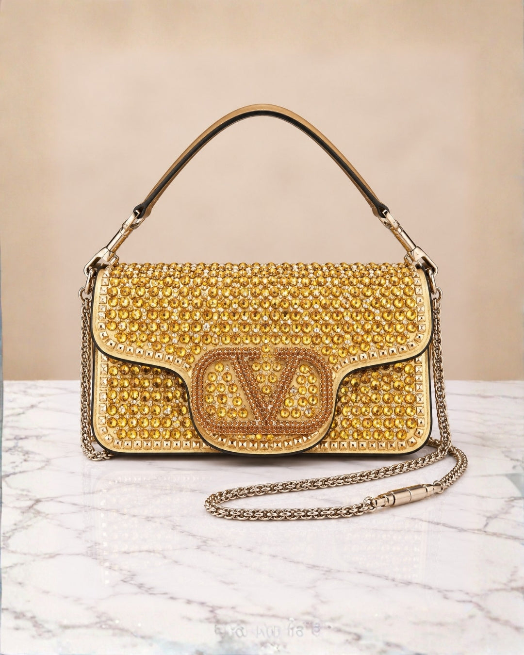 VALENTINO Crystal Shoulder Bag 24cm A+