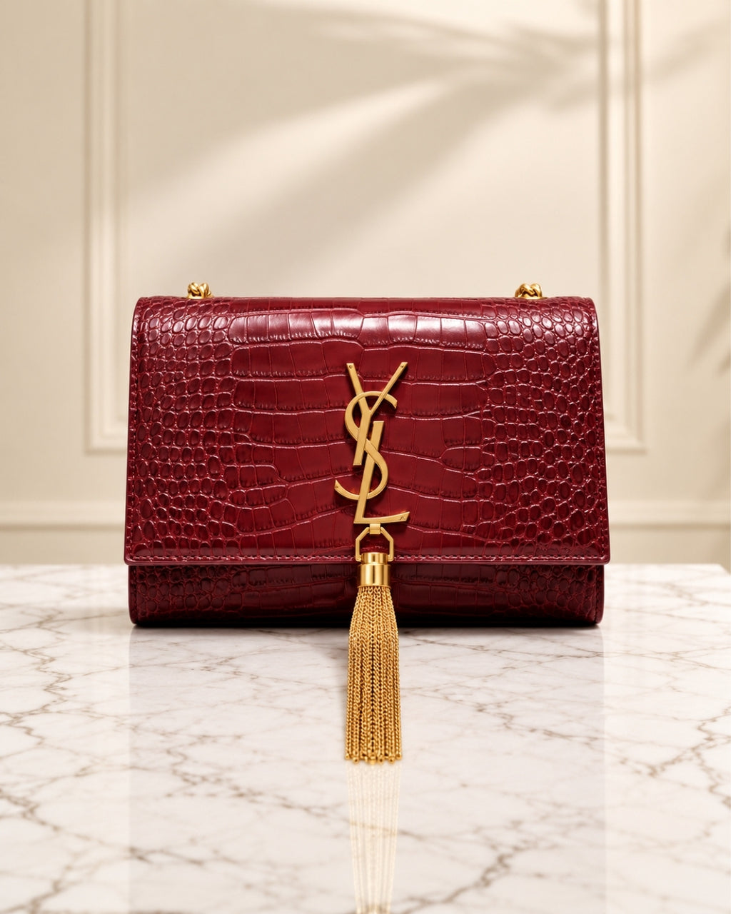 YSL Croc Shoulder Bag 22cm