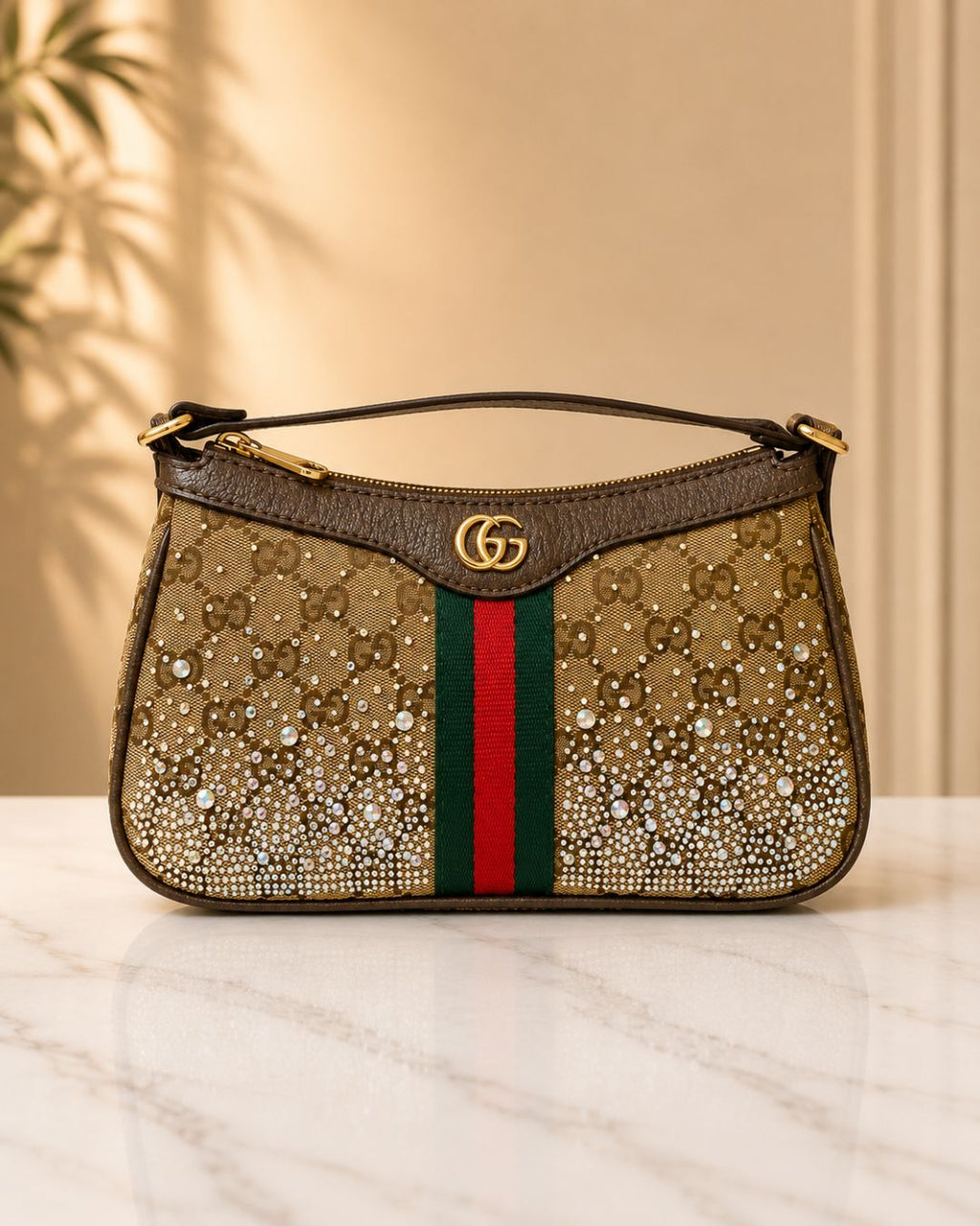 GUCCI Crystal Encrusted Shoulder Bag 25cm A+