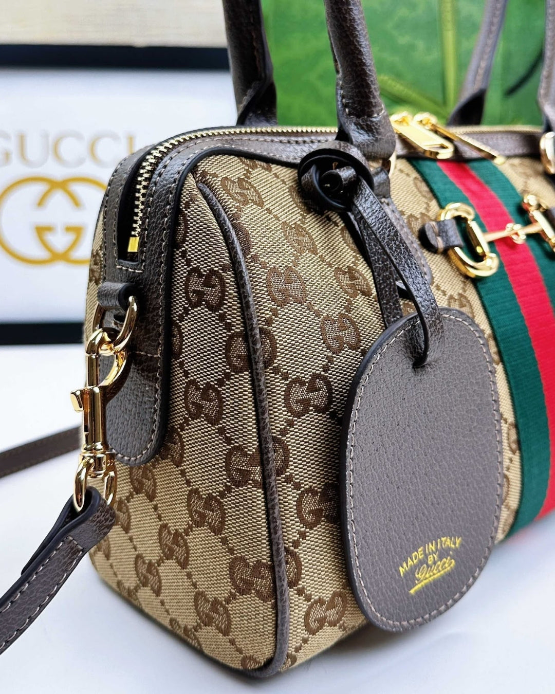 GUCCI Web Boston Tote 30cm