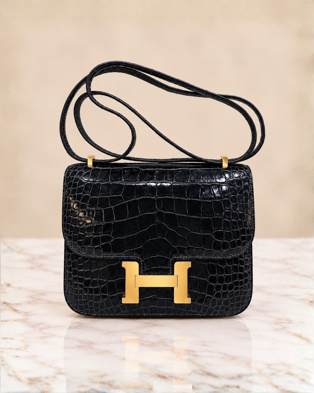 Hermès Croc Shoulder Bag 20cm