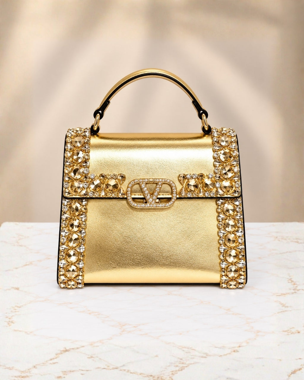 VALENTINO Crystal Top Handle Bag 21cm A+