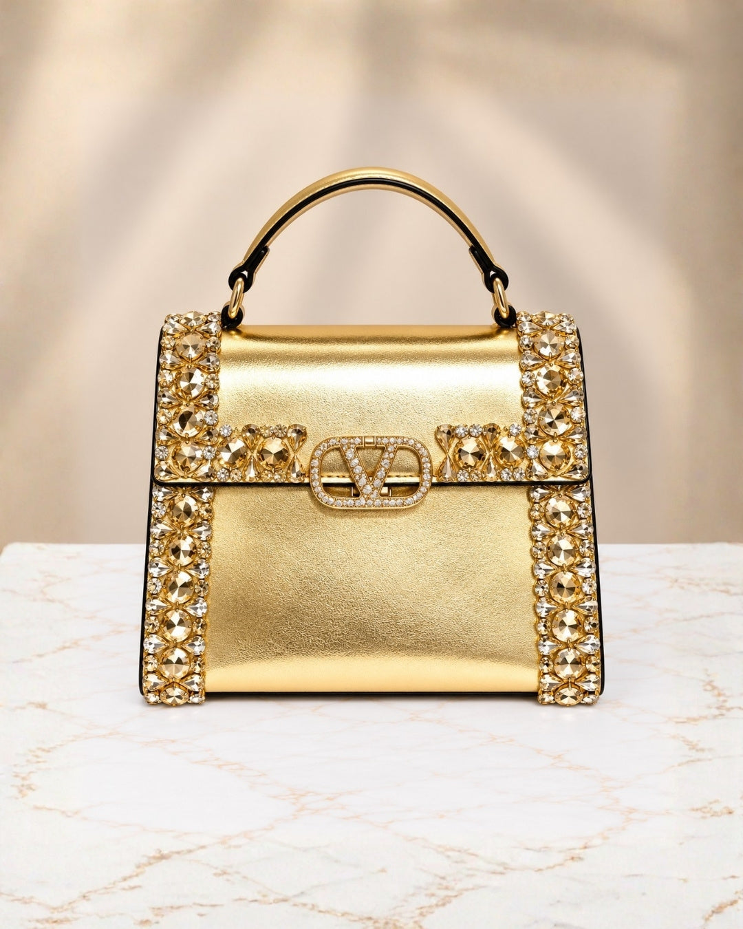 VALENTINO Crystal Top Handle Bag 21cm A+