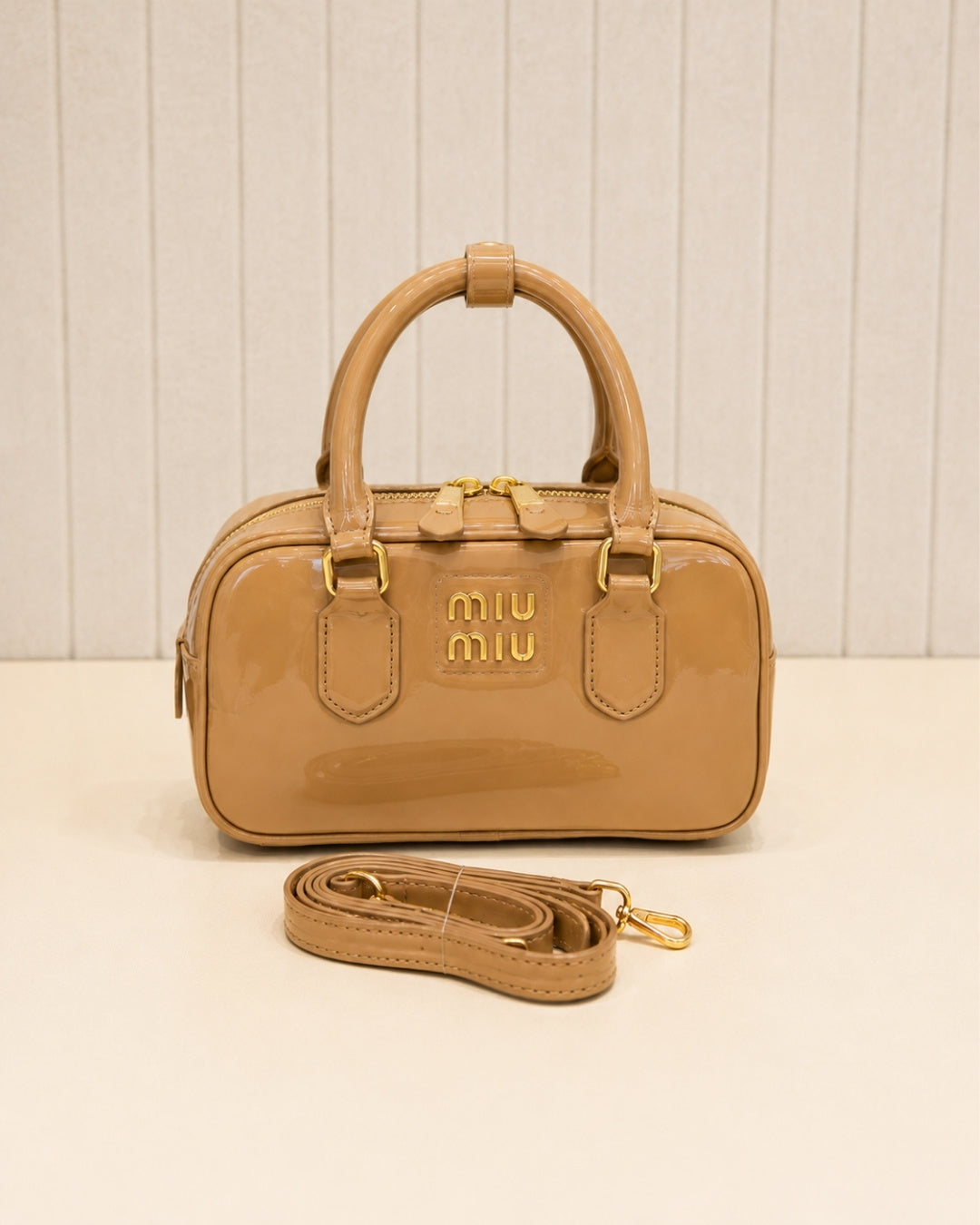 MIU MIU Glossy Mini Boston Bag 22cm