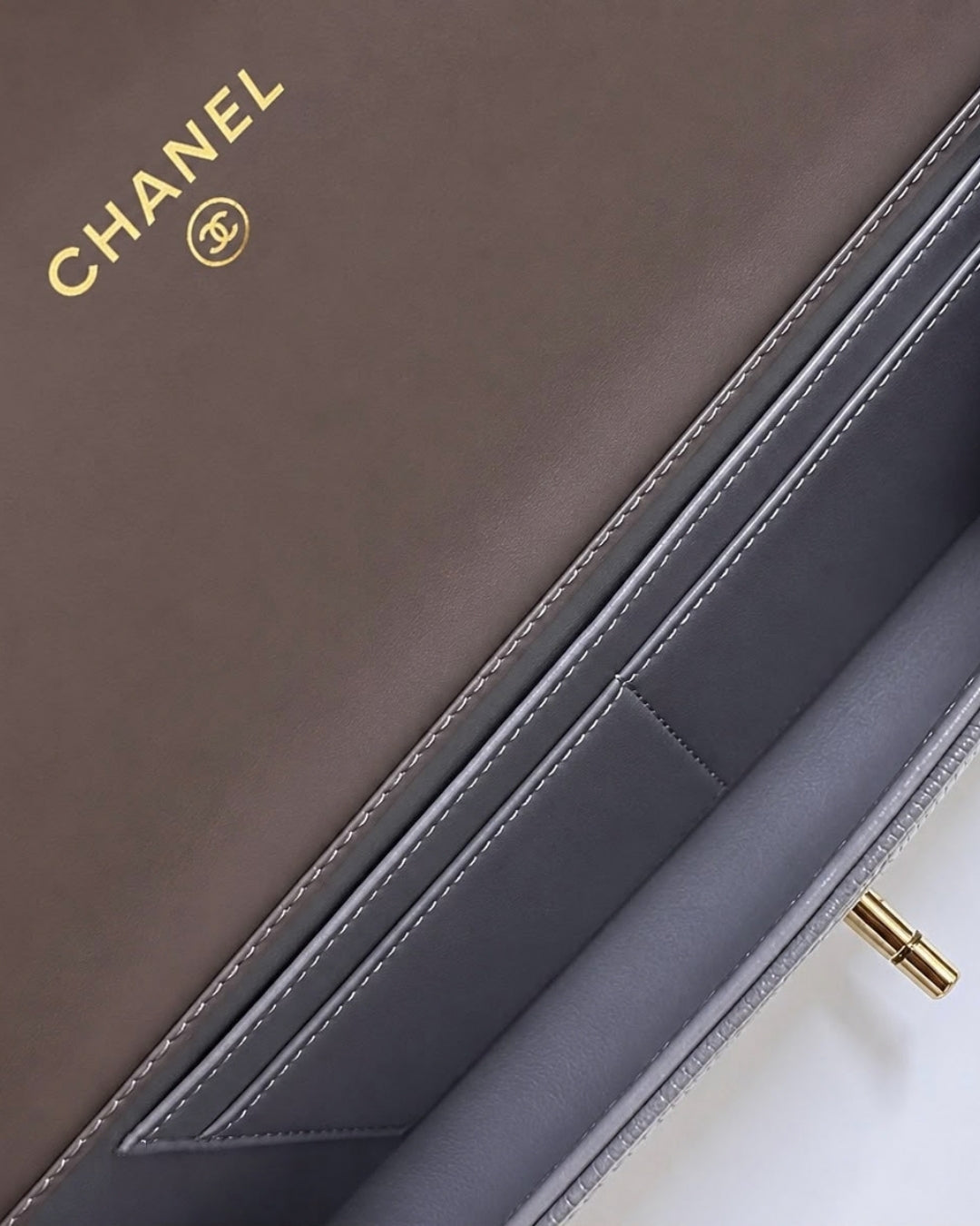 CHANEL Croc Top Handle Clutch 25cm
