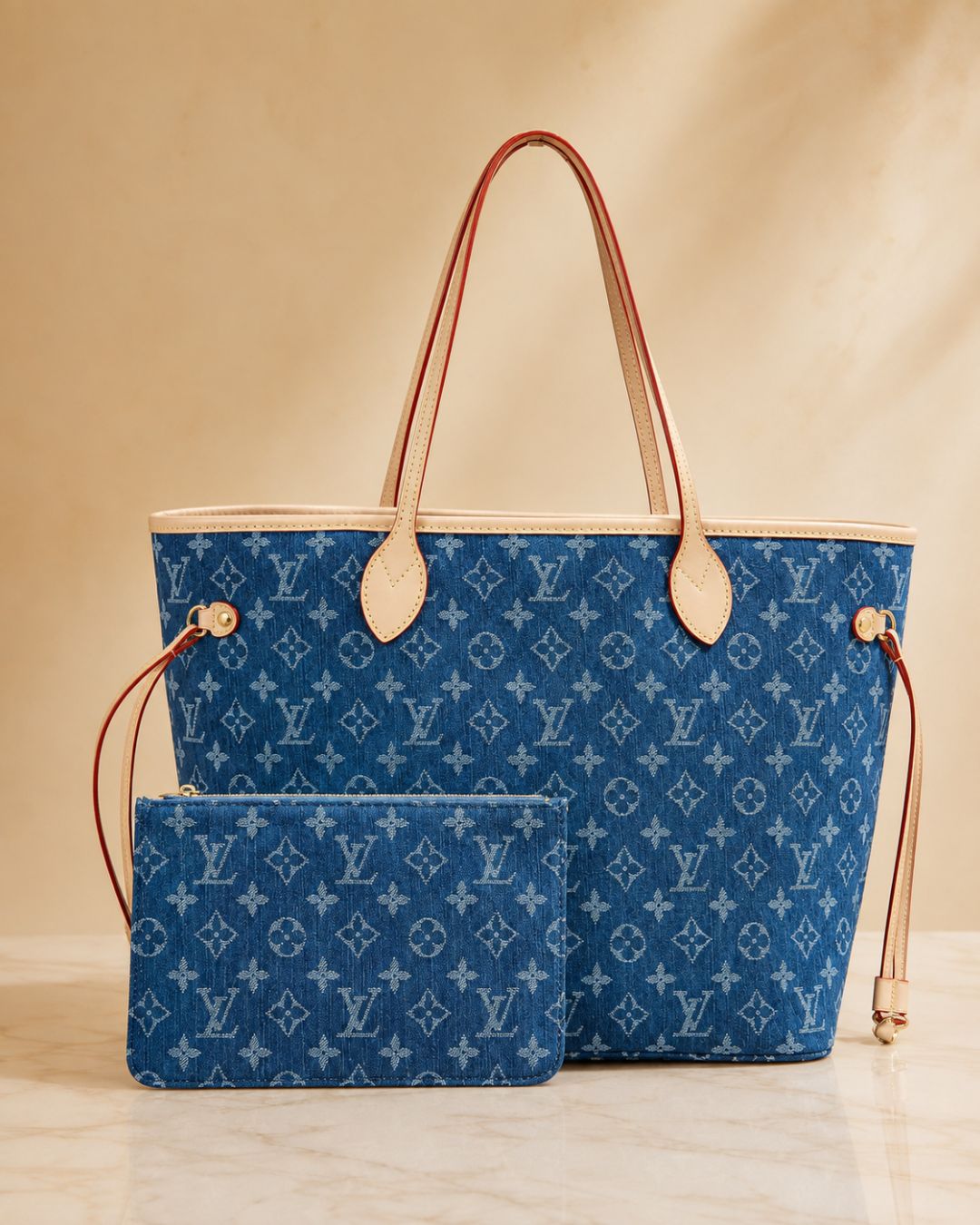 LV Neverfull Denim Tote 32cm A+