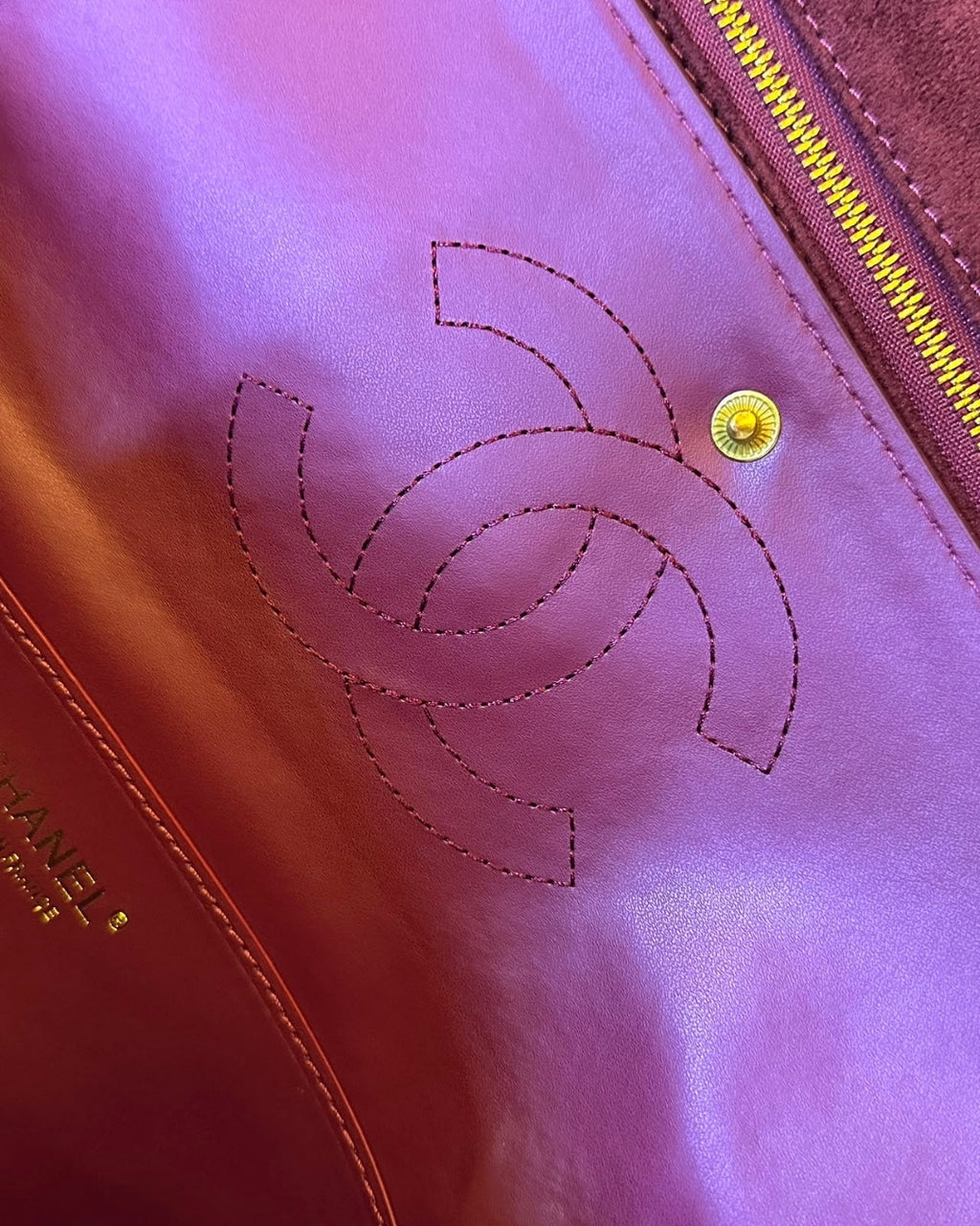 CHANEL Quilted Suede Shoulder Bag 28cm A+