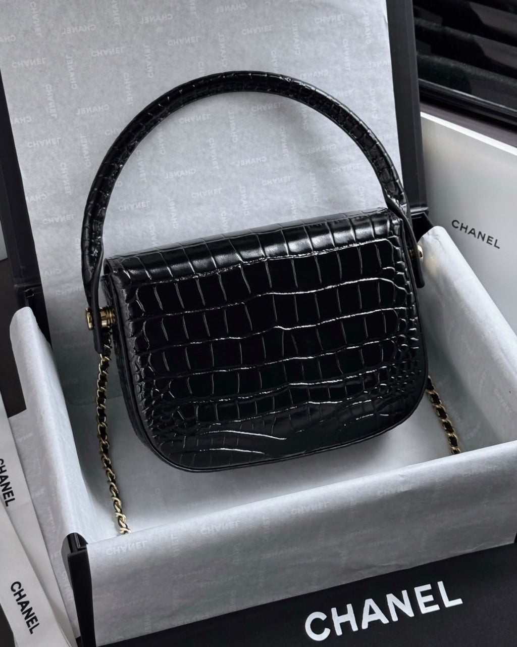 CHANEL Croc Mini Top Handle Bag 21cm