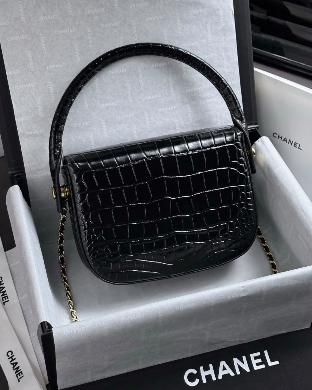CHANEL Croc Mini Top Handle Bag 21cm