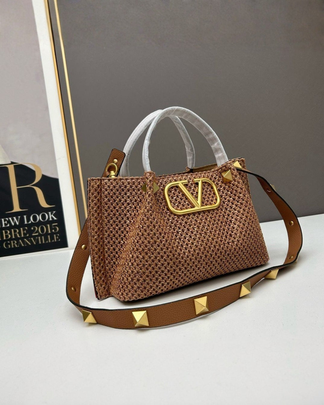 VALENTINO VLogo Woven Top Handle Bag 26cm