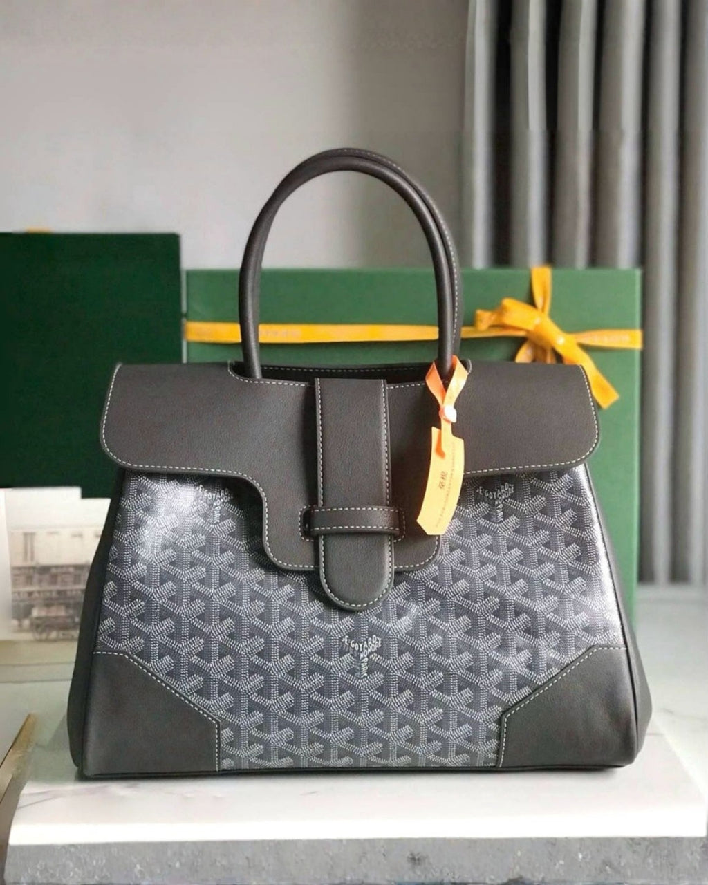 GOYARD Structured Monogram Top Handle Bag 33cm A+