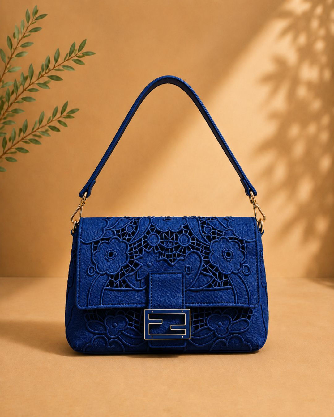 FENDI Baguette Floral Lace Flap Bag 25 cm Master
