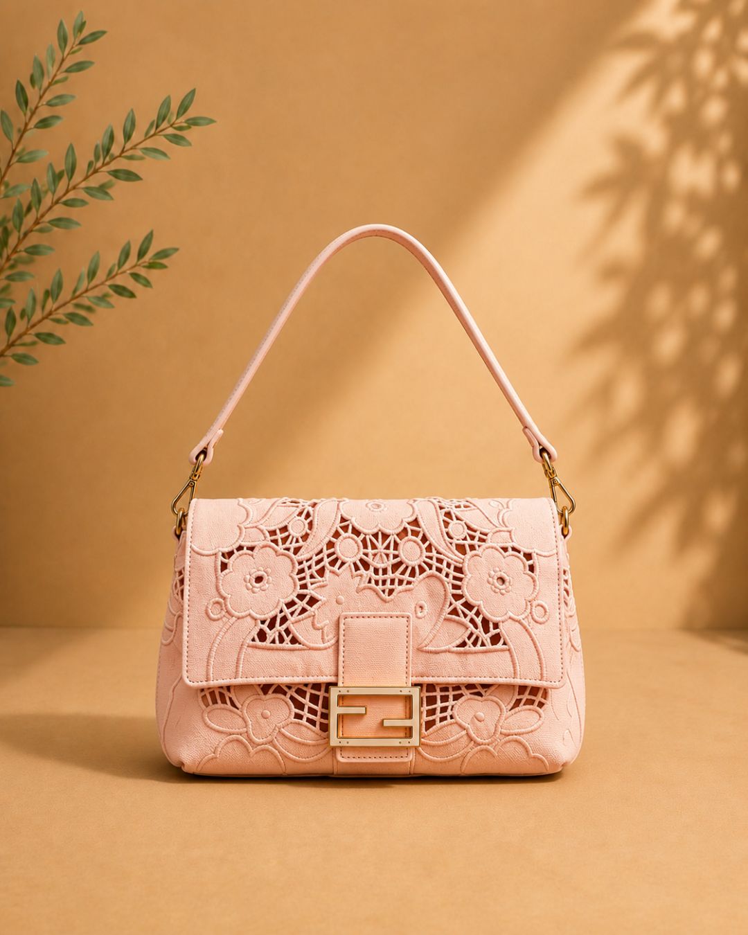 FENDI Baguette Floral Lace Flap Bag 25 cm Master