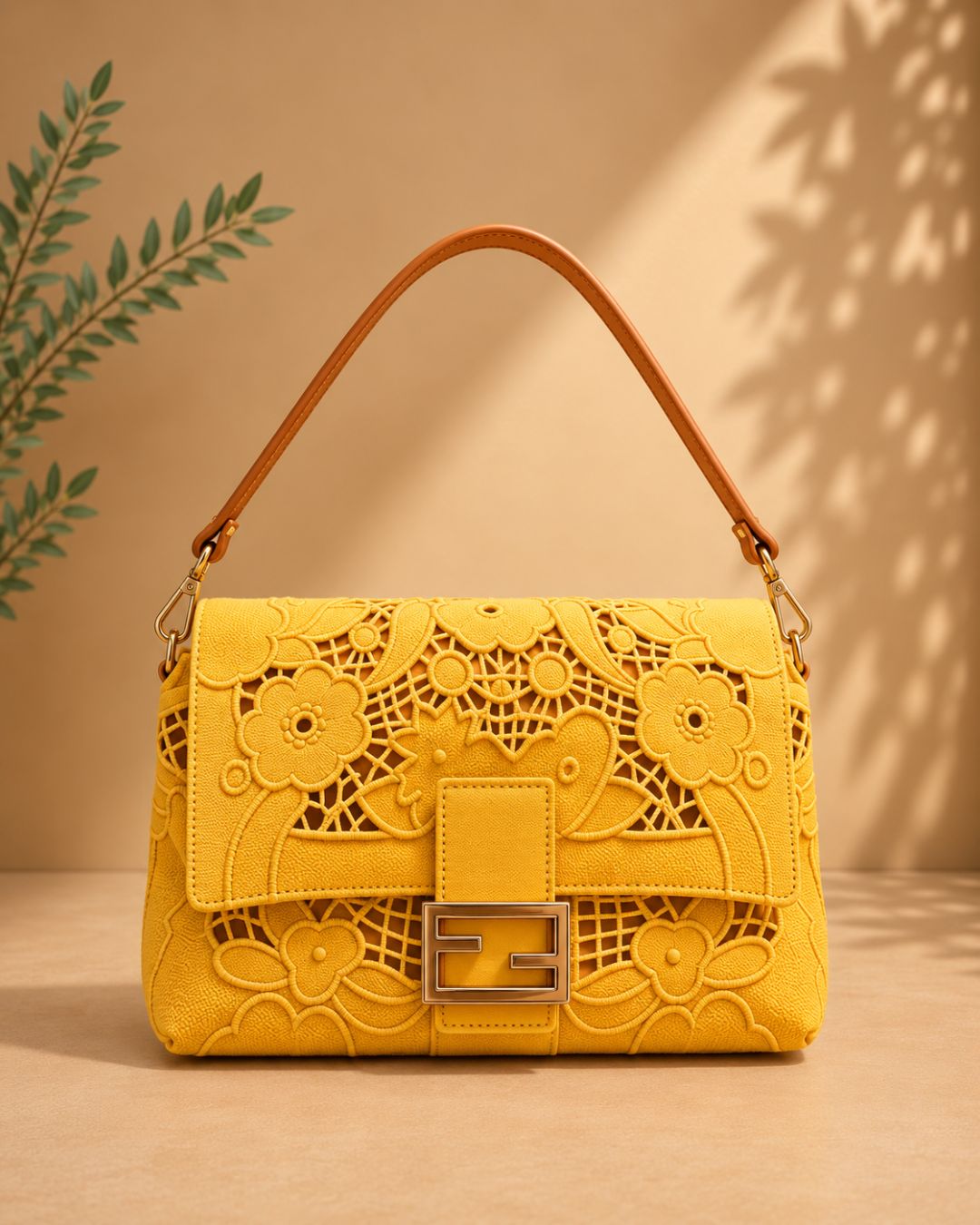 FENDI Baguette Floral Lace Flap Bag 25 cm Master