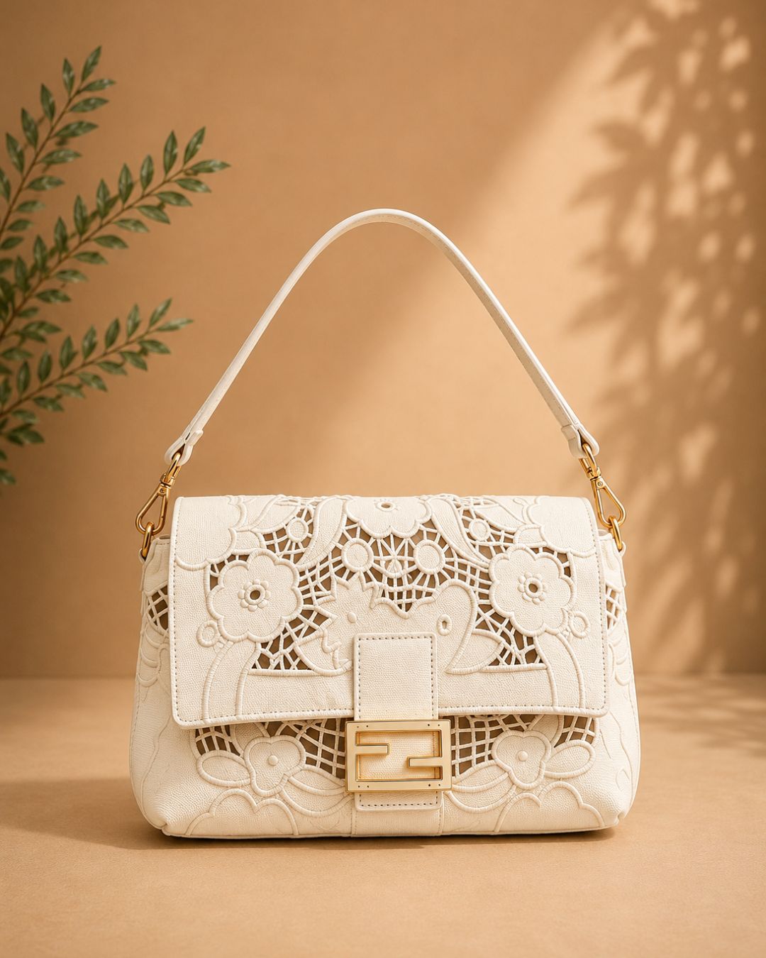 FENDI Baguette Floral Lace Flap Bag 25 cm Master