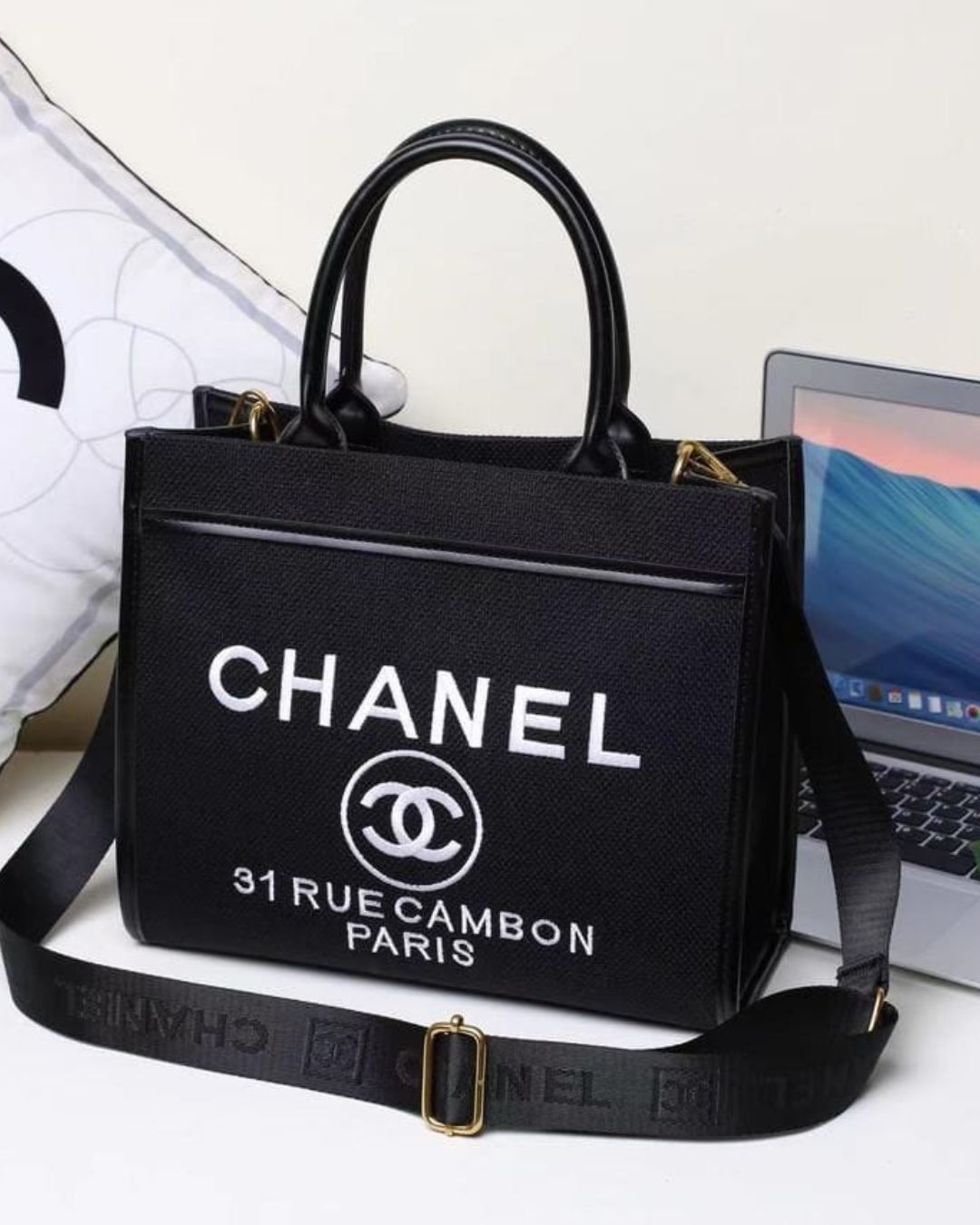 CHANEL Canvas Tote Bag 30cm