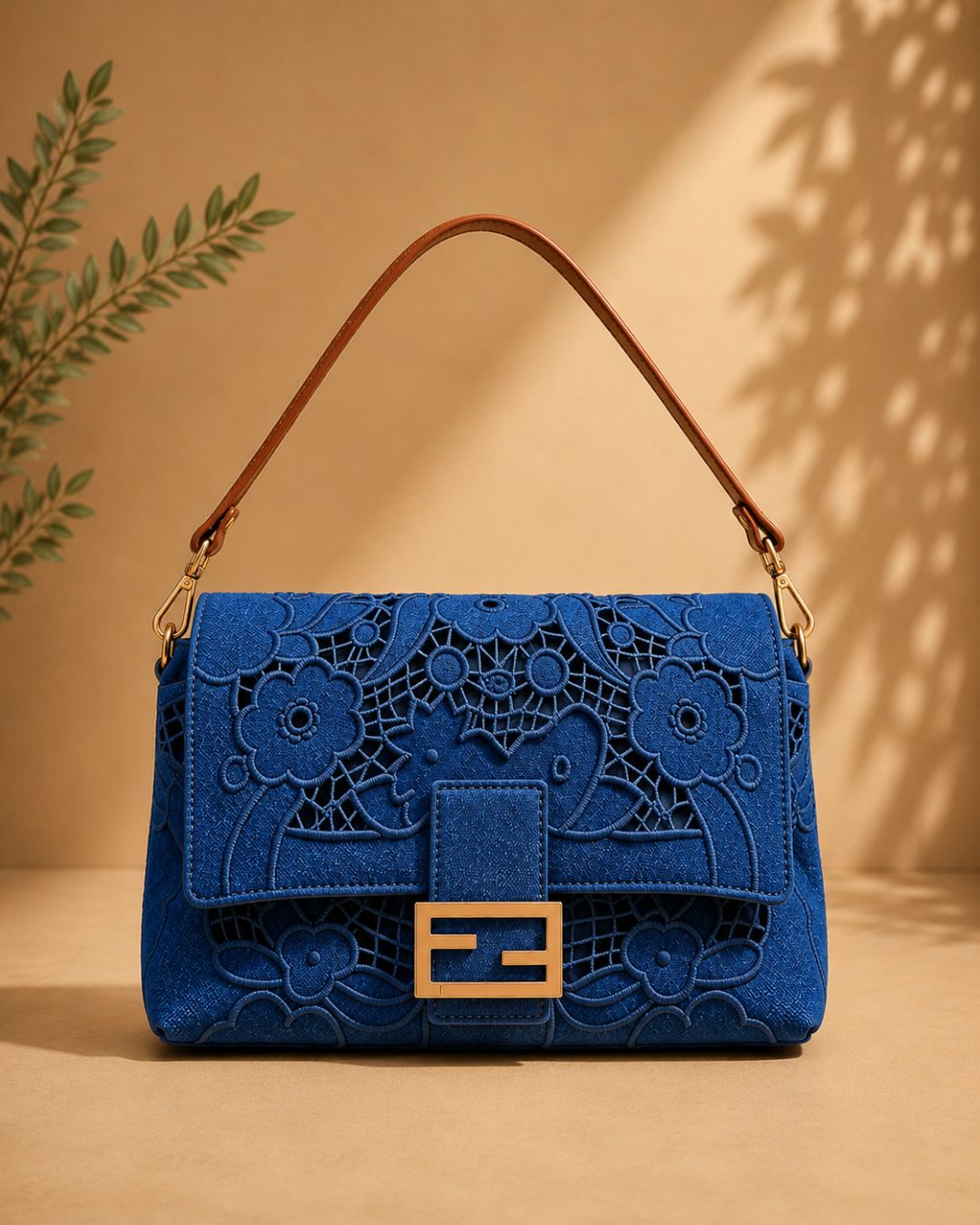 FENDI Baguette Floral Lace Flap Bag 25 cm Master