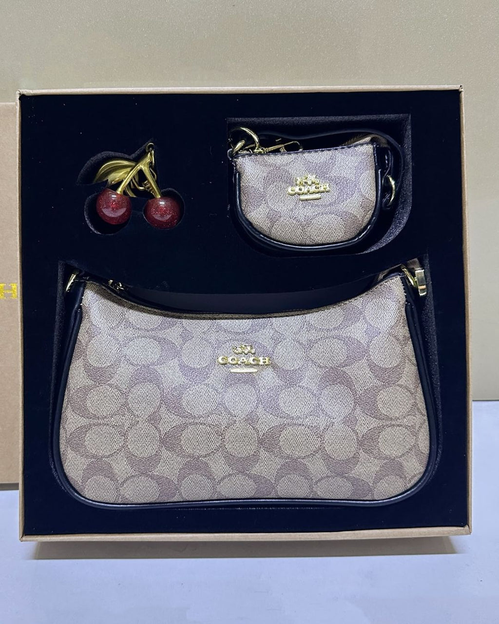 COACH Cherry Charm Shoulder Bag 25cm