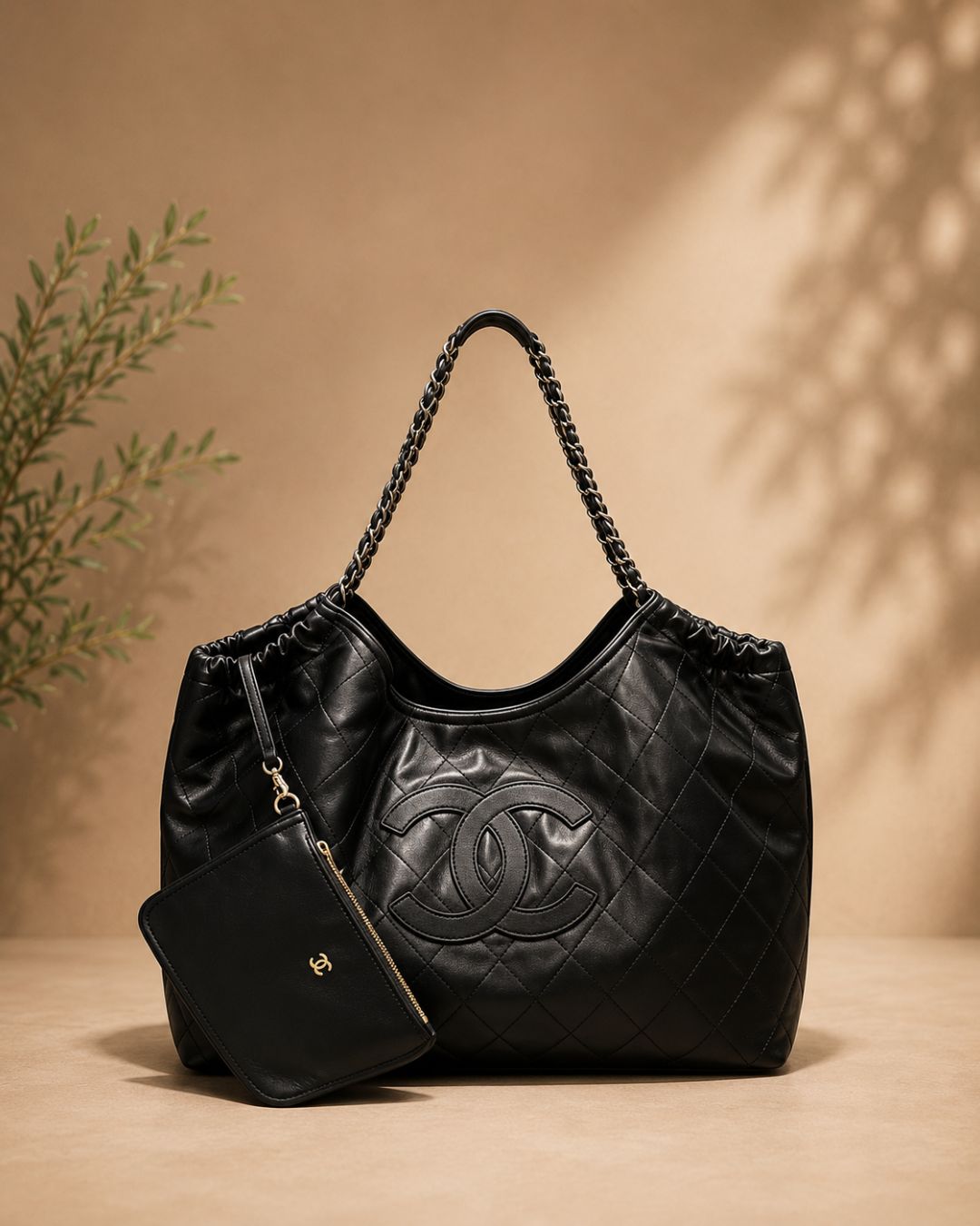 CHANEL Quilted Chain-Handle Tote 55cm A+