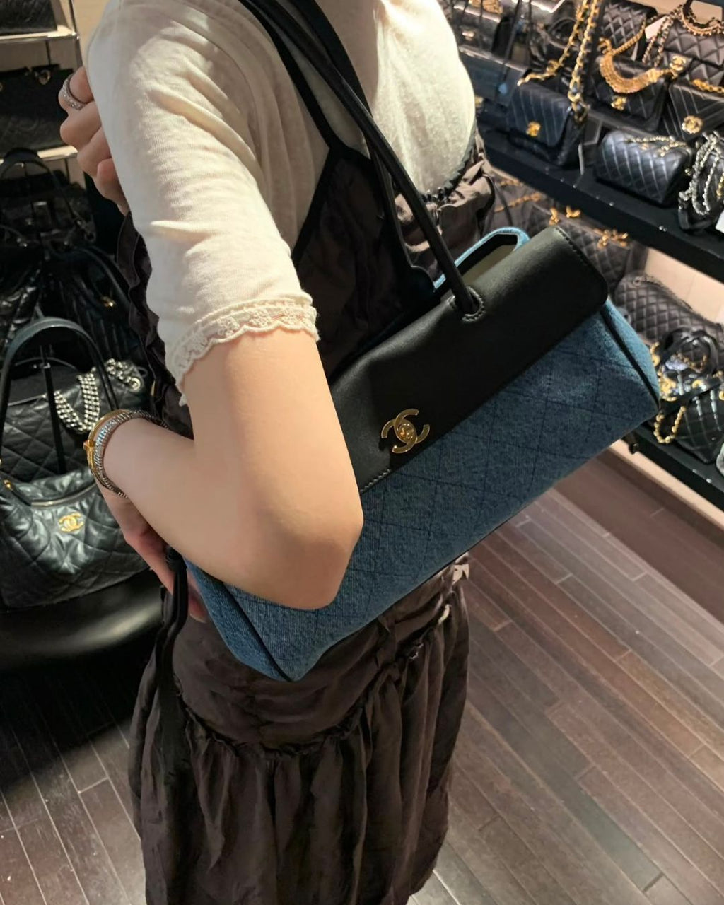 CHANEL Quilted Panel Shoulder Bag 33 cm Master