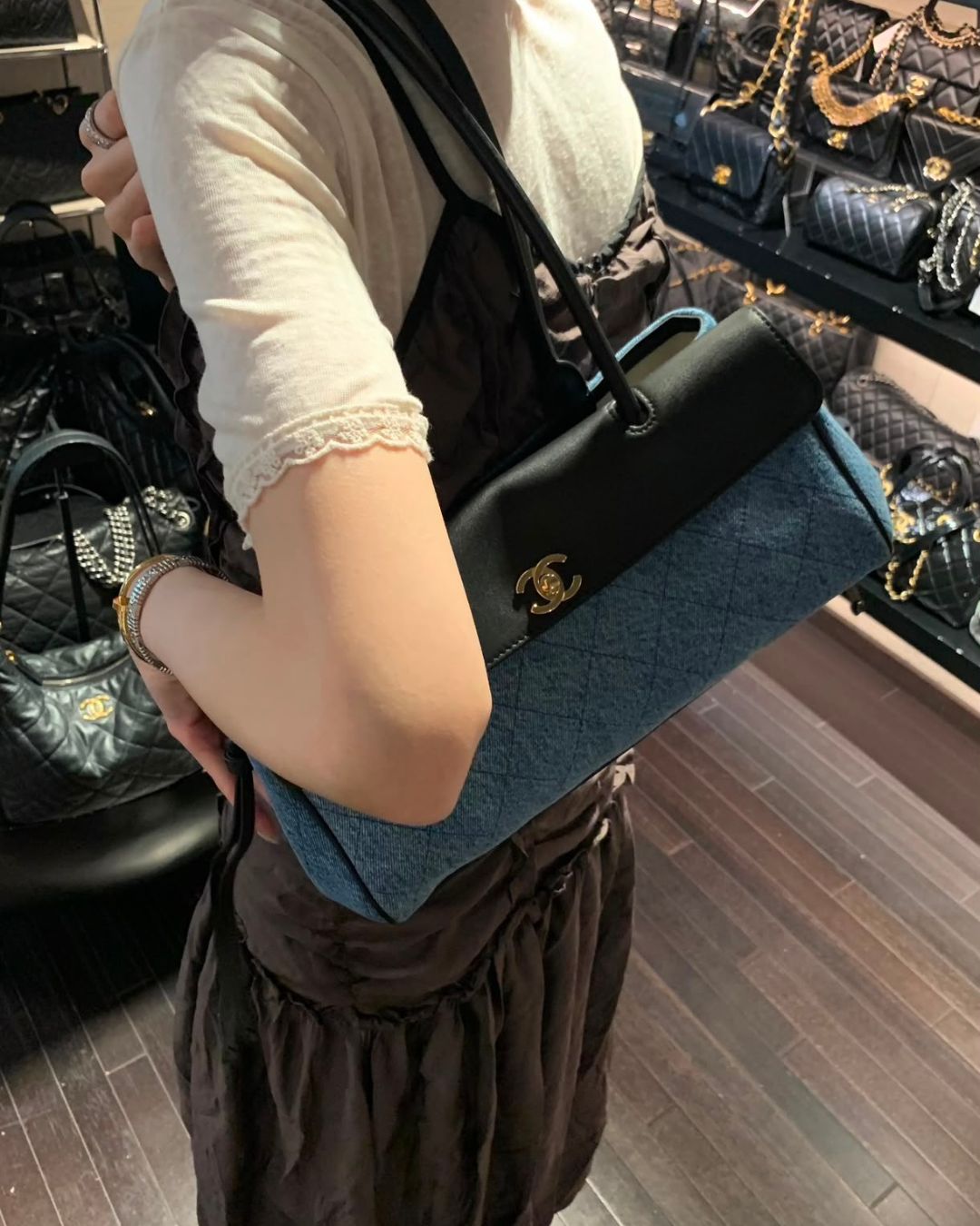 CHANEL Quilted Panel Shoulder Bag 33 cm Master