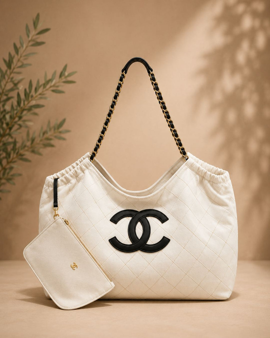 CHANEL Quilted Chain-Handle Tote 55cm A+