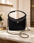 CHANEL Raffia Curved Shoulder Bag 22 cm