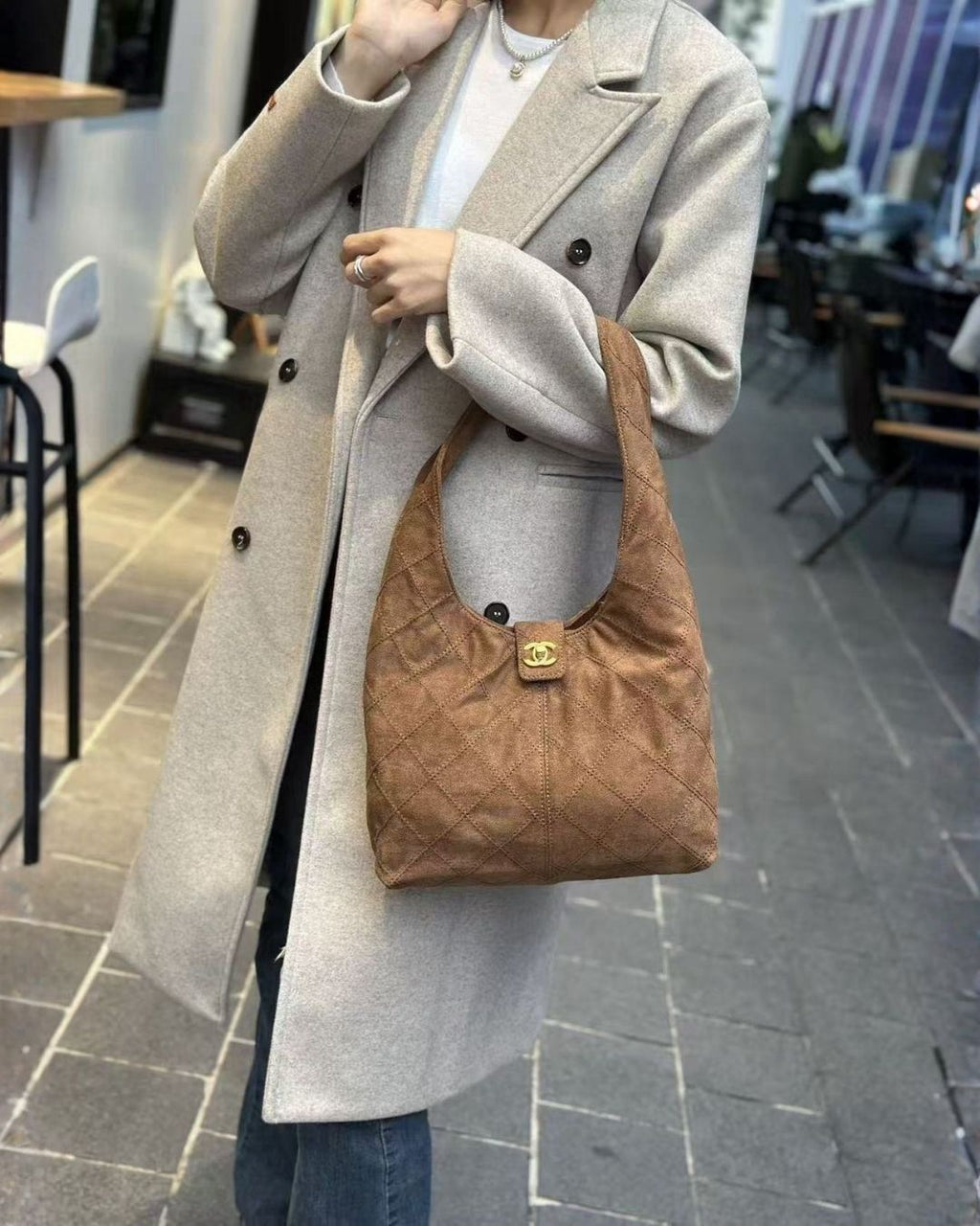 CHANEL Hobo Shoulder Bag 29cm A+