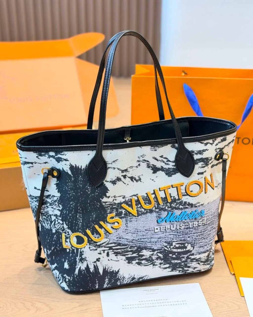 LV Neverfull Printed Canvas Tote 45cm Master