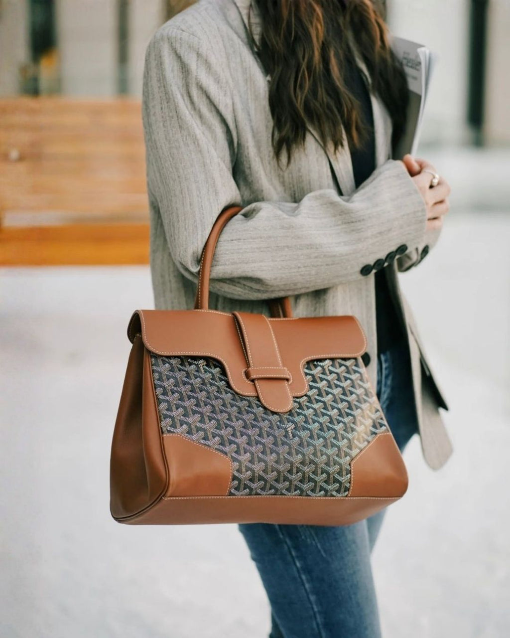 GOYARD Structured Monogram Top Handle Bag 33cm A+