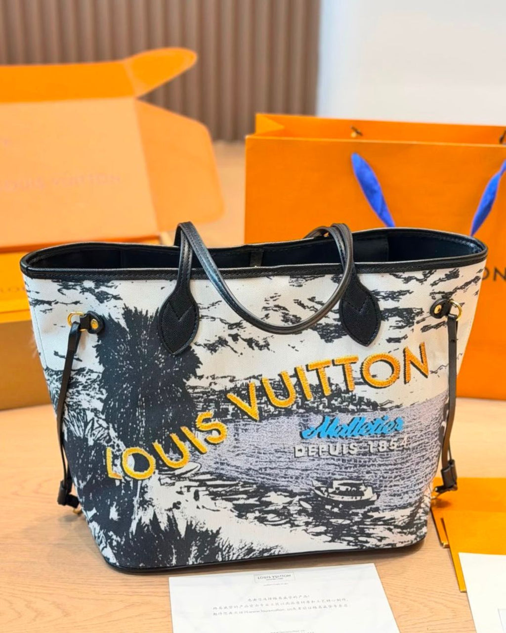 LV Neverfull Printed Canvas Tote 45cm Master