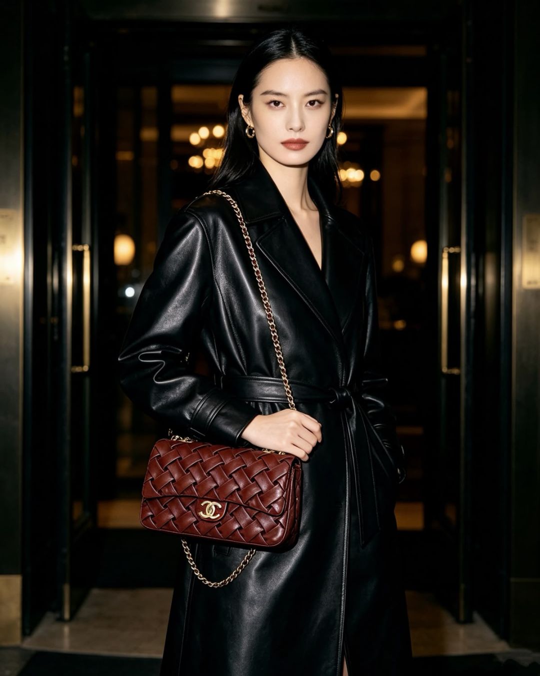 CHANEL Woven Shoulder Bag 25 cm A+