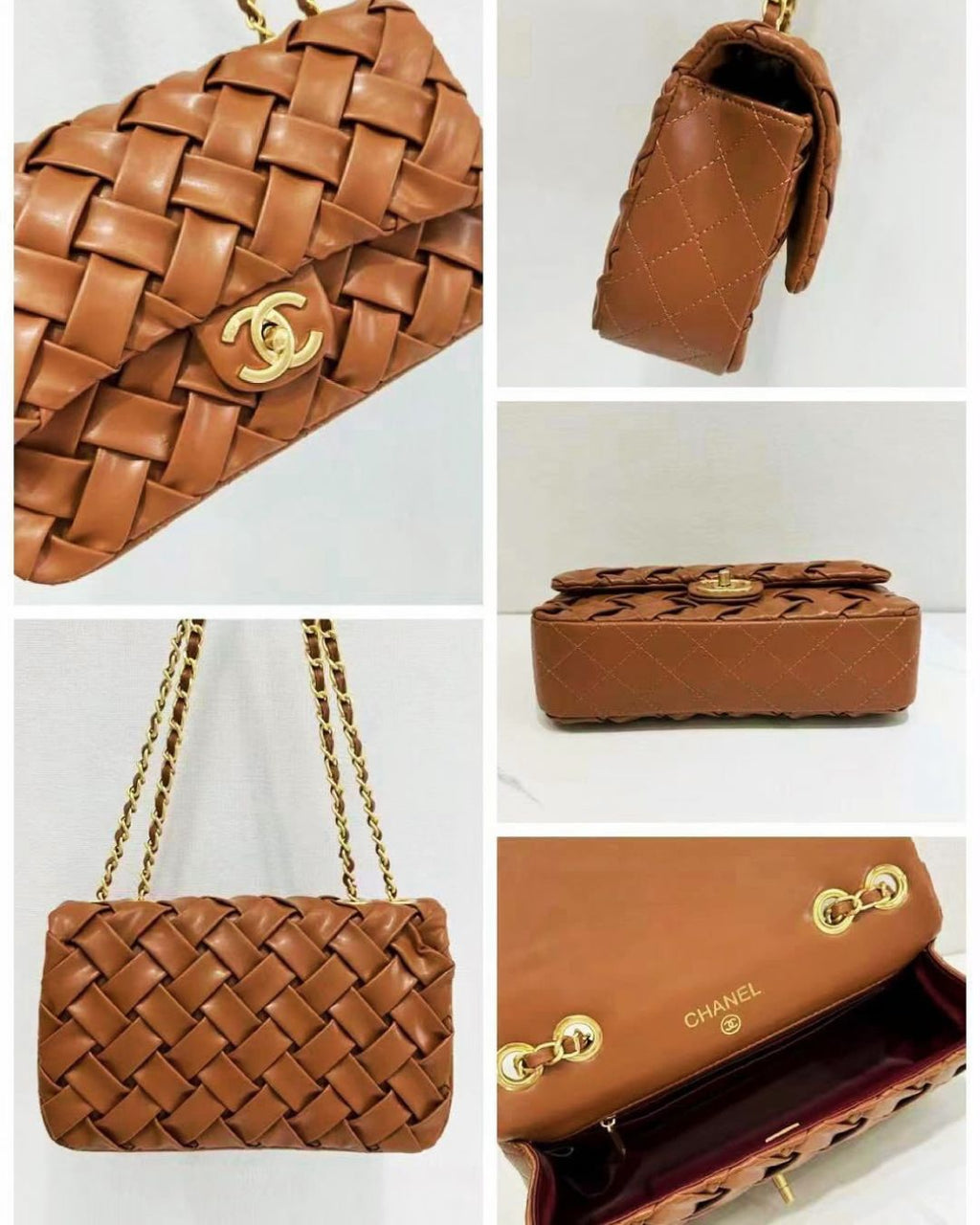 CHANEL Woven Shoulder Bag 25 cm A+